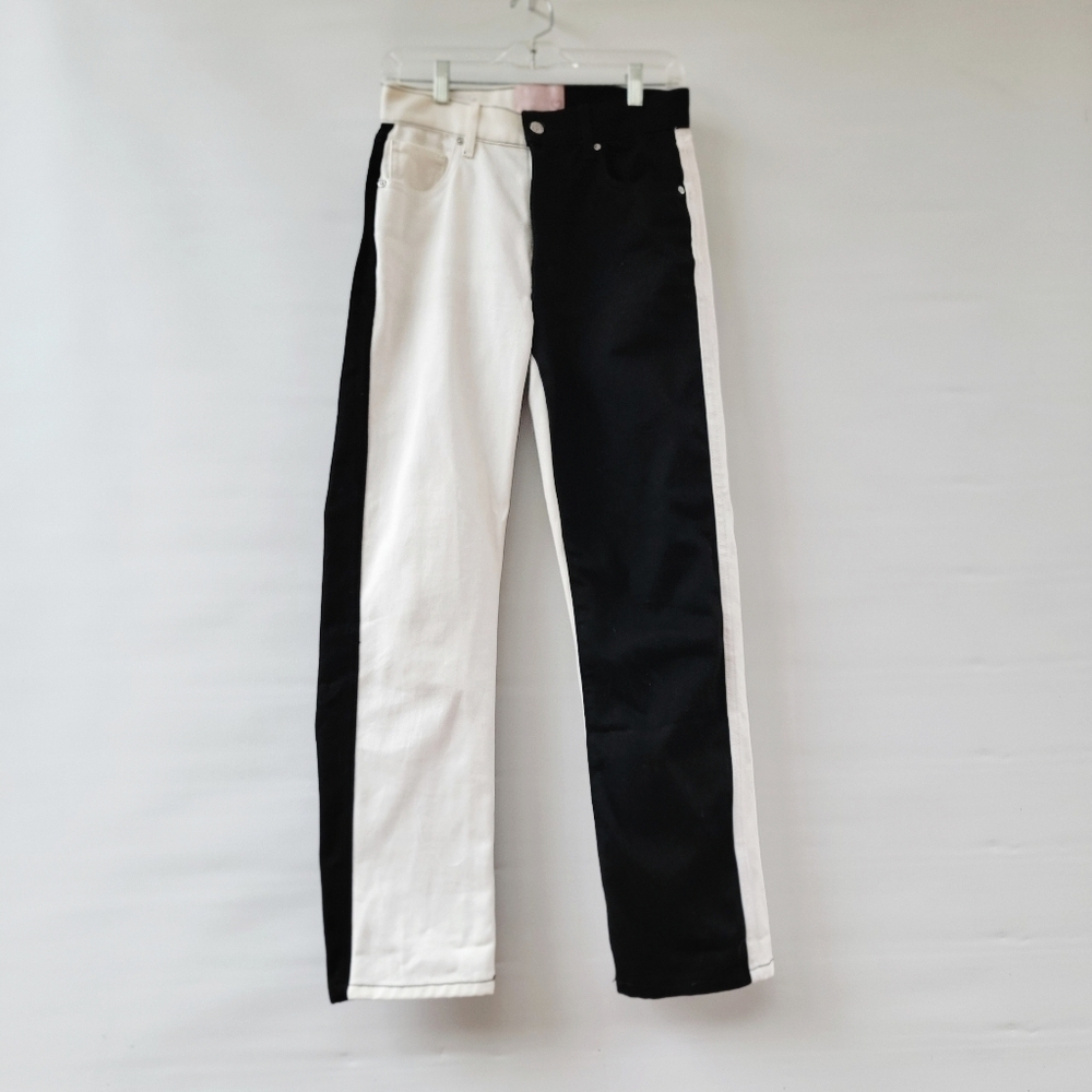 Revice Black White Two Color Jeans Size 27 Straight Leg Zip Fly Neutral Boho - Picture 4 of 14